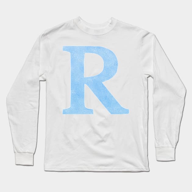 The Letter R Blue Metallic Long Sleeve T-Shirt by Claireandrewss